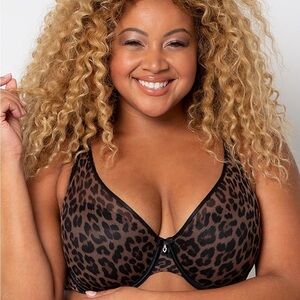 Curvy Couture Sheer Mesh Full Coverage Unlined Underwire Bra 38DD NEW!